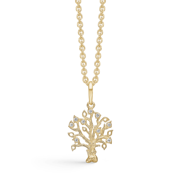 Arkandi Lebensbaum Kette aus 8 Karat Gold mit Zirkoniasteinen - 42-45 cm