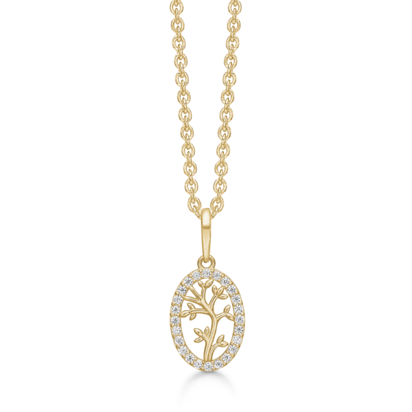 Arkandi Lebensbaum kette aus 8 Karat Gold mit Zirkoniasteinen - 42-45 cm