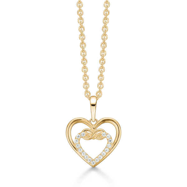 Doppelherz-Halskette in Gold mit Infinity-Zeichen und Stein 42-45 cm