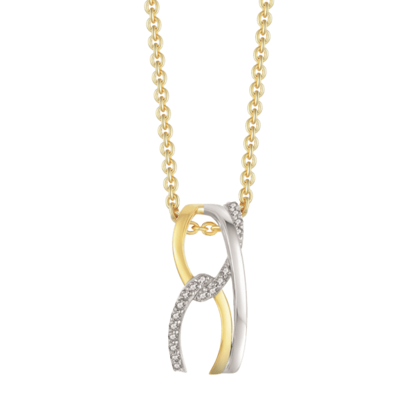 Anhänger aus 8 kt Rot- und Weißgold, geflochtener Glanz Brillant insgesamt 0,10 ct w/si