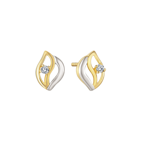 Ohrhänger aus 14 kt Gold mit 2 roten und einer weißen Linie aus Zirkonia zwischen den 2 roten