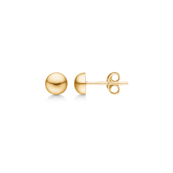 14kt. goldene Ohrstecker 6 mm Halbkugel.