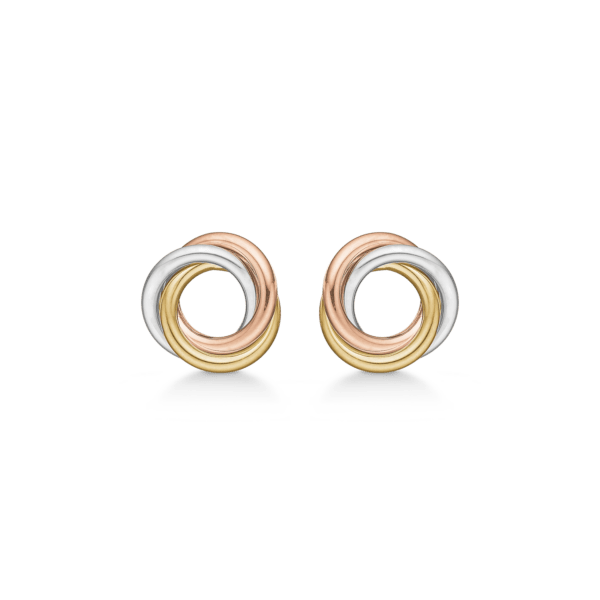 14kt. goldene Ohrstecker Ringe 3 farbig