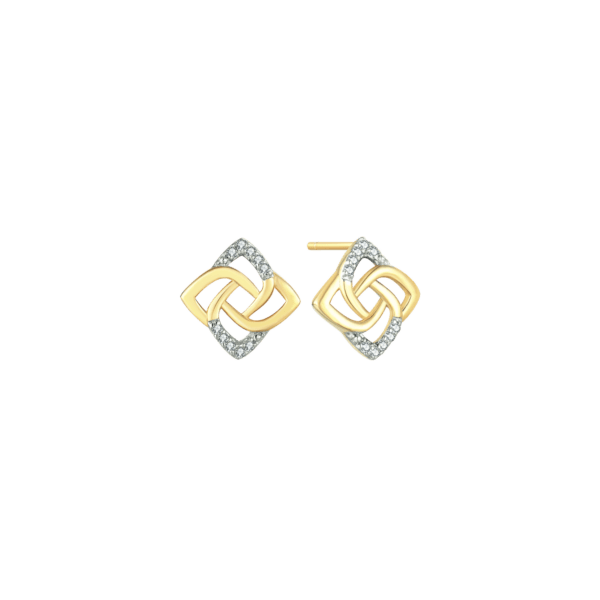Ohrstecker aus 14 kt Gold, quadratisch auf Schräge mit Zirkonia
