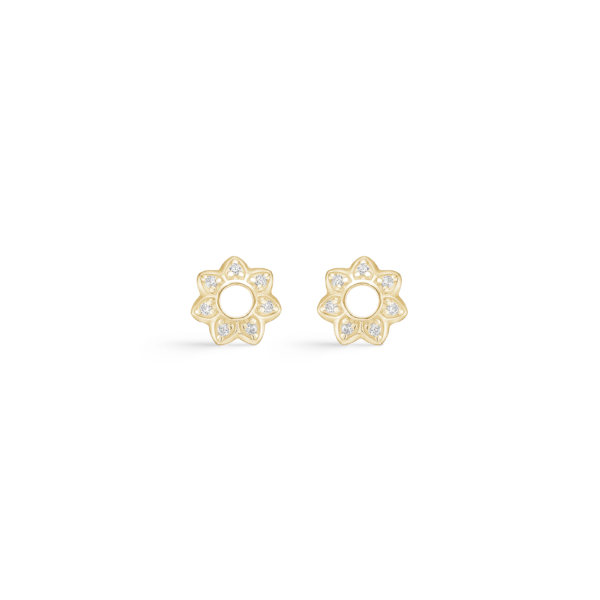 Arkandi Flowers Goldohrstecker 14 Karat, mit Zirkonia-Edelsteinen