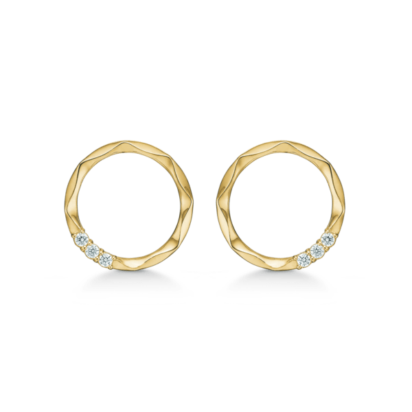 Arkandi Circle Goldohrstecker 14 Karat, Mit Muster und Schmucksteinen