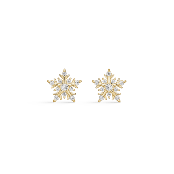 Arkandi Snowflake Goldohrstecker 14 Karat, mit weißen Steinen