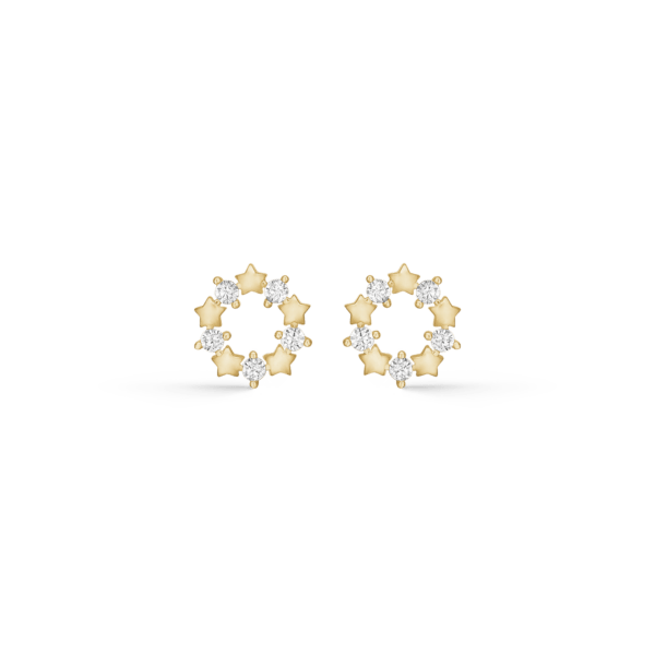 Arkandi Goldohrstecker 14 Karat, Sternform mit Zirkoniasteinen