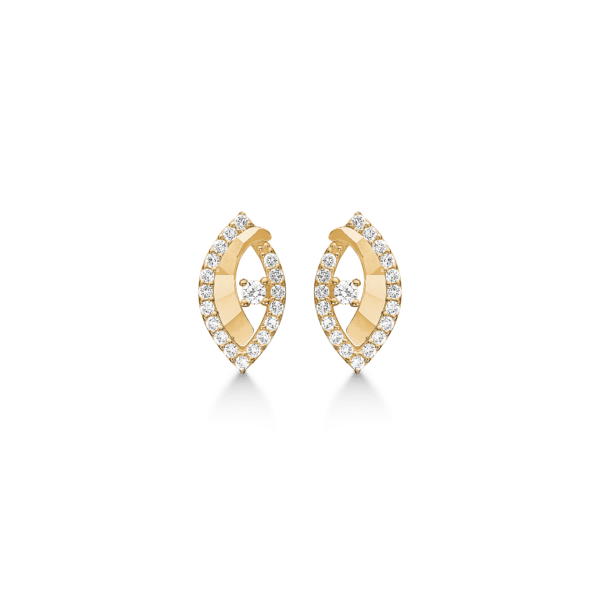 Arkandi Goldohrstecker 14 Karat mit weißen Zirkoniasteinen 10,04 x 5,34 mm