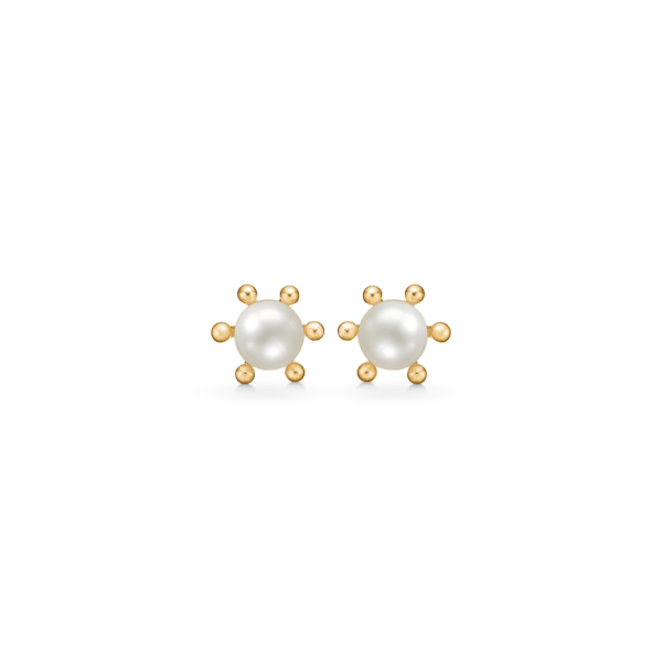 Arkandi Perlenohrringe Gold, mit Süßwasserperlen 5mm