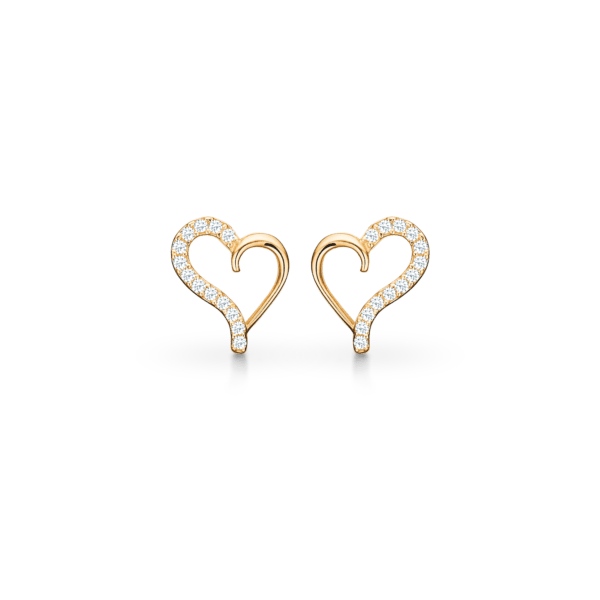 Arkandi Herzstecker aus 14 Karat Gold mit Zirkonia 9,75 x 9,02 mm.