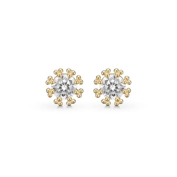 Arkandi-Ohrstecker aus 14 Karat Gold mit weißen Zirkonia-Steinen