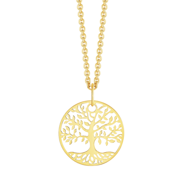 Lebensbaum Kette 14 Karat Gold, der Lebensbaum im Kreis