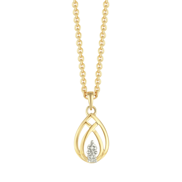 Doppeltropfen-Halskette aus 14 kt Gold mit synthetischen Zirkonia