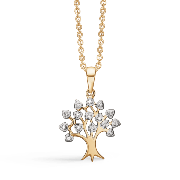 Arkandi Lebensbaum Diamant Gold Kette 14 Karat 42-45 cm