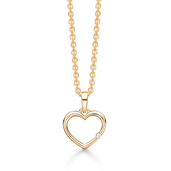 Diamant-Herzkette aus 14 Karat Gold 42-45 cm
