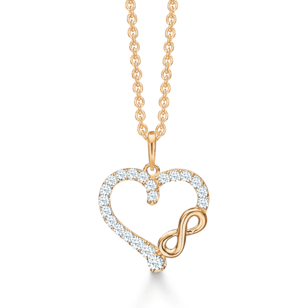 Arkandi Infinity / Herz Halskette aus 14 Karat Gold mit Zirkonia 42-45cm