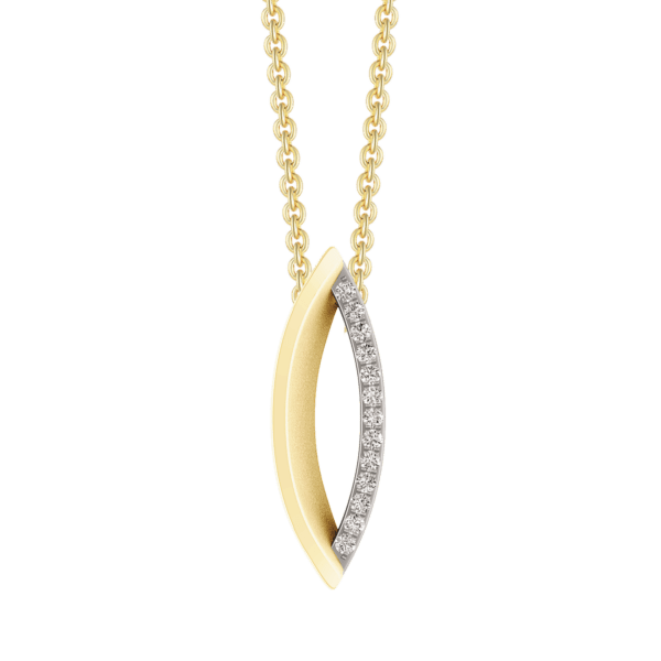 Ovaler Anhänger aus 14 kt Gold mit Brillanten auf einer Seite