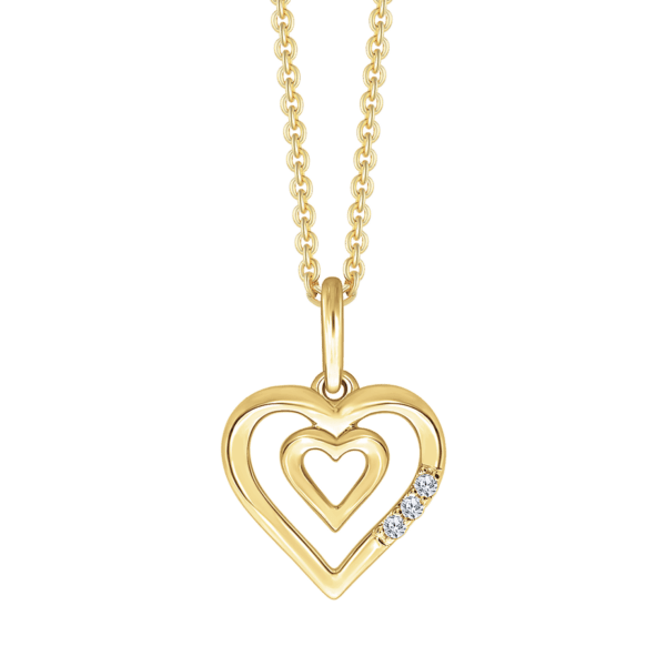 Doppelherz-Halskette aus 14 Karat Gold mit Diamanten