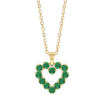 Herz-Goldkette mit grünen Steinen