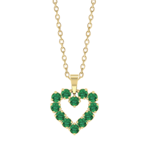 Herz-Goldkette mit grünen Steinen