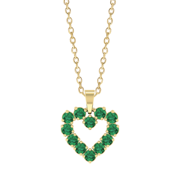 Herz-Goldkette mit grünen Steinen