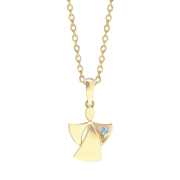 Engel Halskette aus 14 Karat Gold, mit Brillanten