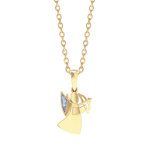 Engel Halskette aus 14 Karat Gold mit Diamanten