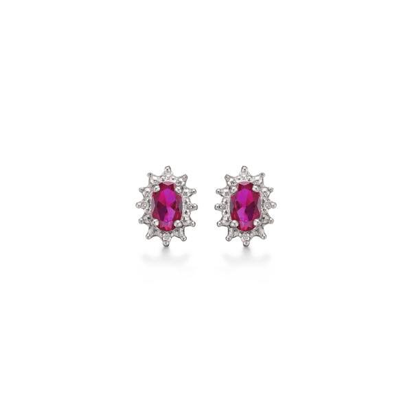 Arkandi Diamant-Ohrstecker 14 Karat Weißgold mit Rubinen