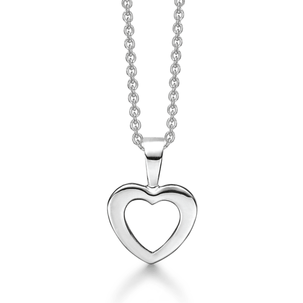 Herzkette aus 14 Karat Weißgold 42-45 cm