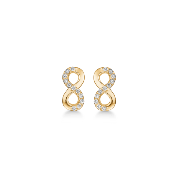 Infinity-Ohrringe vergoldet mit Steinen 10 x 5 mm.