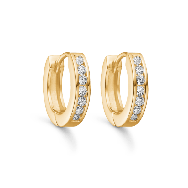 Creolen aus vergoldetem Silber mit Zirkonia steinen 3,4 x 16 mm.