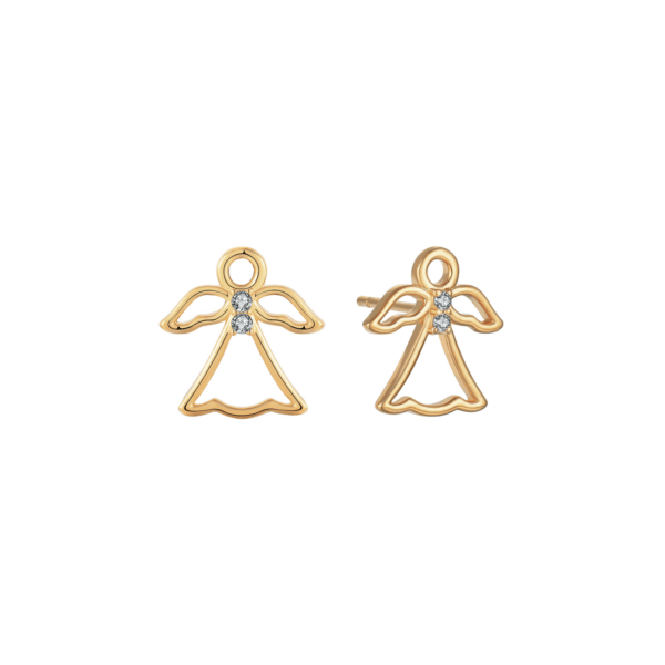 Versilberte Engel-Ohrstecker mit Zirkonia Abmessungen: 13 x 12,6 x 1,5 mm