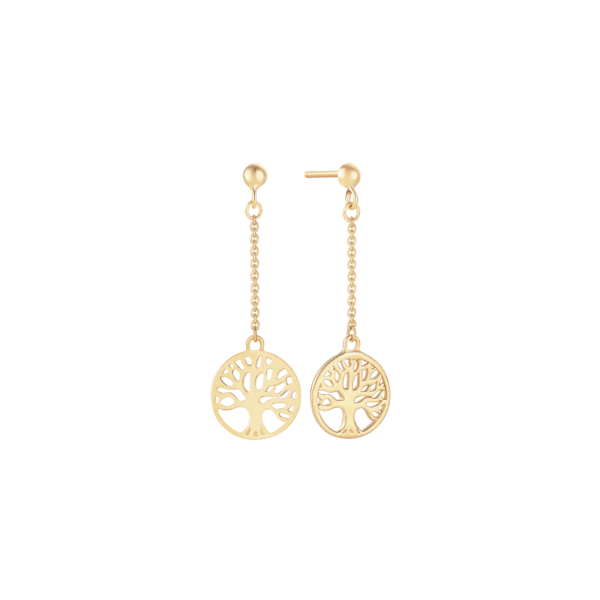 Lebensbaum Vergoldeter Ohrring mit dem Lebensbaum an einer Kette