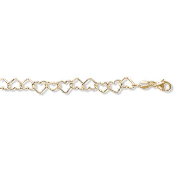 Silberarmband geschmiedet. Herzen offen durchgehend 21 cm.