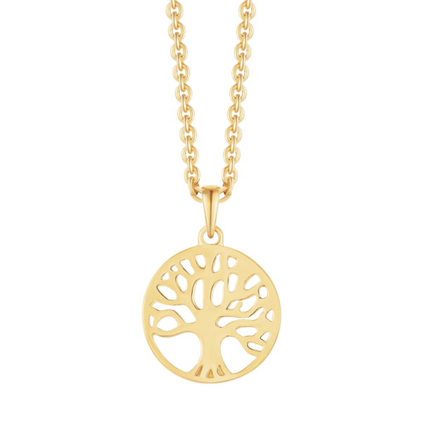 Lebensbaum Kette vergoldetes Silber in einem Kreis