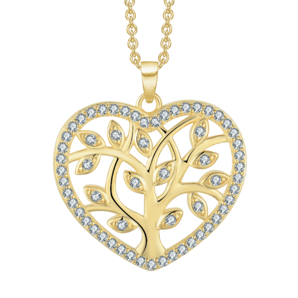 Lebensbaum Kette vergoldet mit Zirkonia Abmessungen: 20 x 22 x 2,8 mm