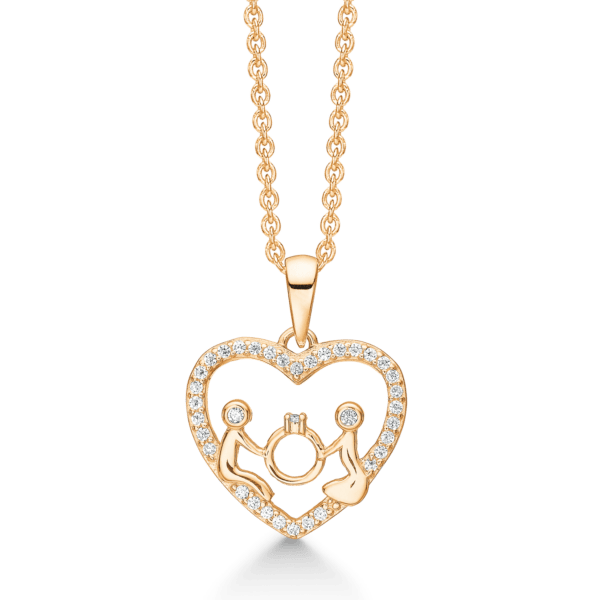 Arkandi Herzkette (verliebtes Paar) mit Zirkonia 14 Karat 42-45 cm