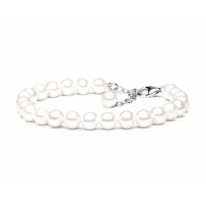 Luksus perlearmbånd med runde hvide ferskvandsperler FARW575-B