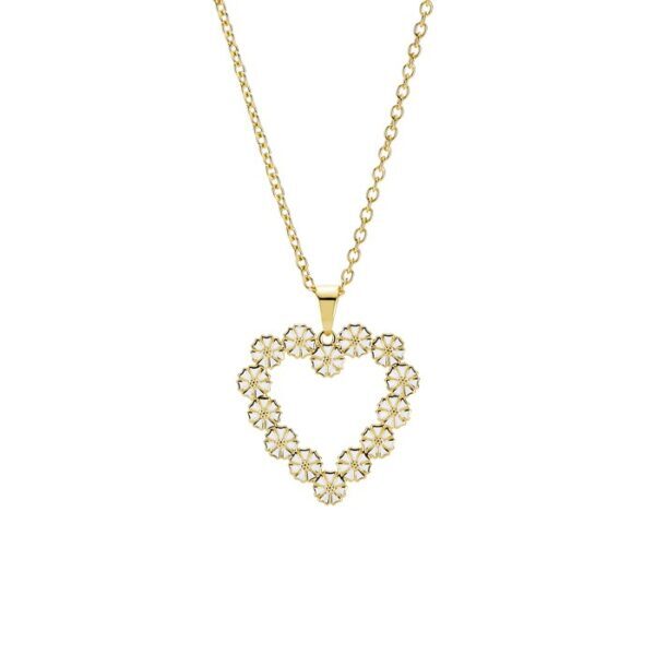 Lund Copenhagen Gänseblümchen-Herz-Halskette. 14x5mm fg.45cm 925