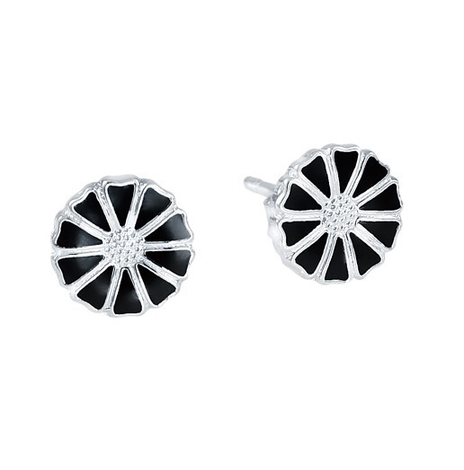 Lund Copenhagen Gänseblümchen-Ohrringe schwarz 7,5 mm 925