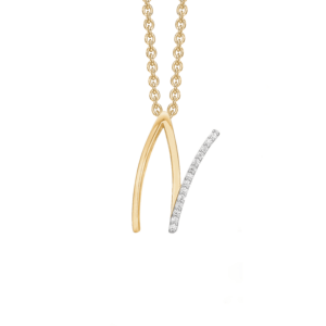 N bogstav halskæde i guld med sten