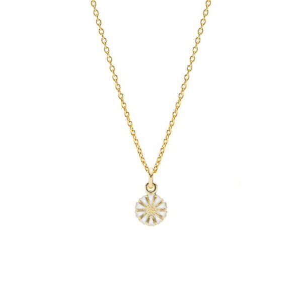 Lund Copenhagen gänseblümchen Halskette aus vergoldetem Silber mit weißer Emaille. 7,5mm