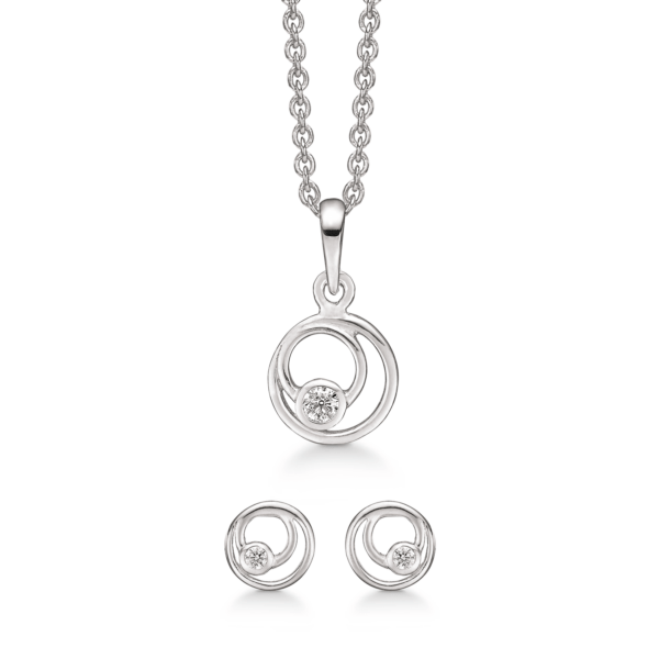 Silberschmuckset 2 Ringe mit Zirkonia auf dem inneren