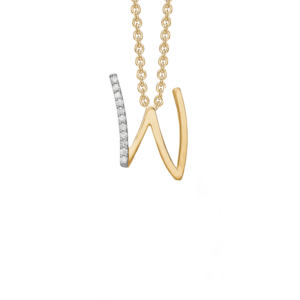 W bogstav halskæde i Guld med sten