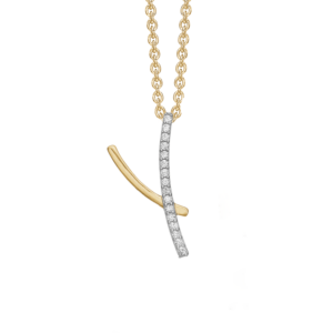 Y bogstav halskæde i guld med sten