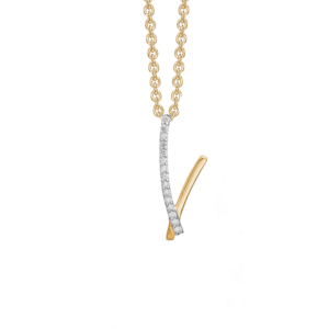 V bogstav guld halskæde med sten